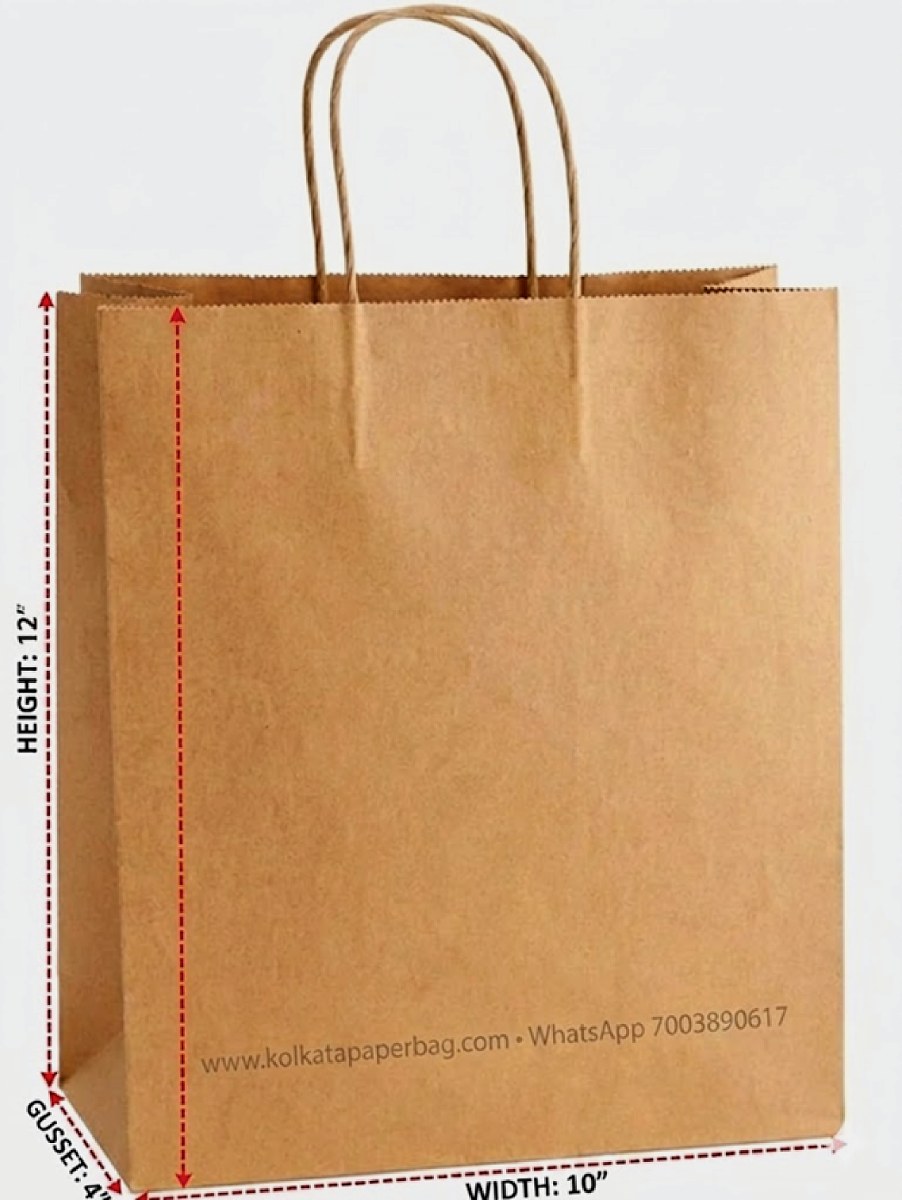 BROWN KRAFT PAPER BAG 140GSM SIZE 12/10/4